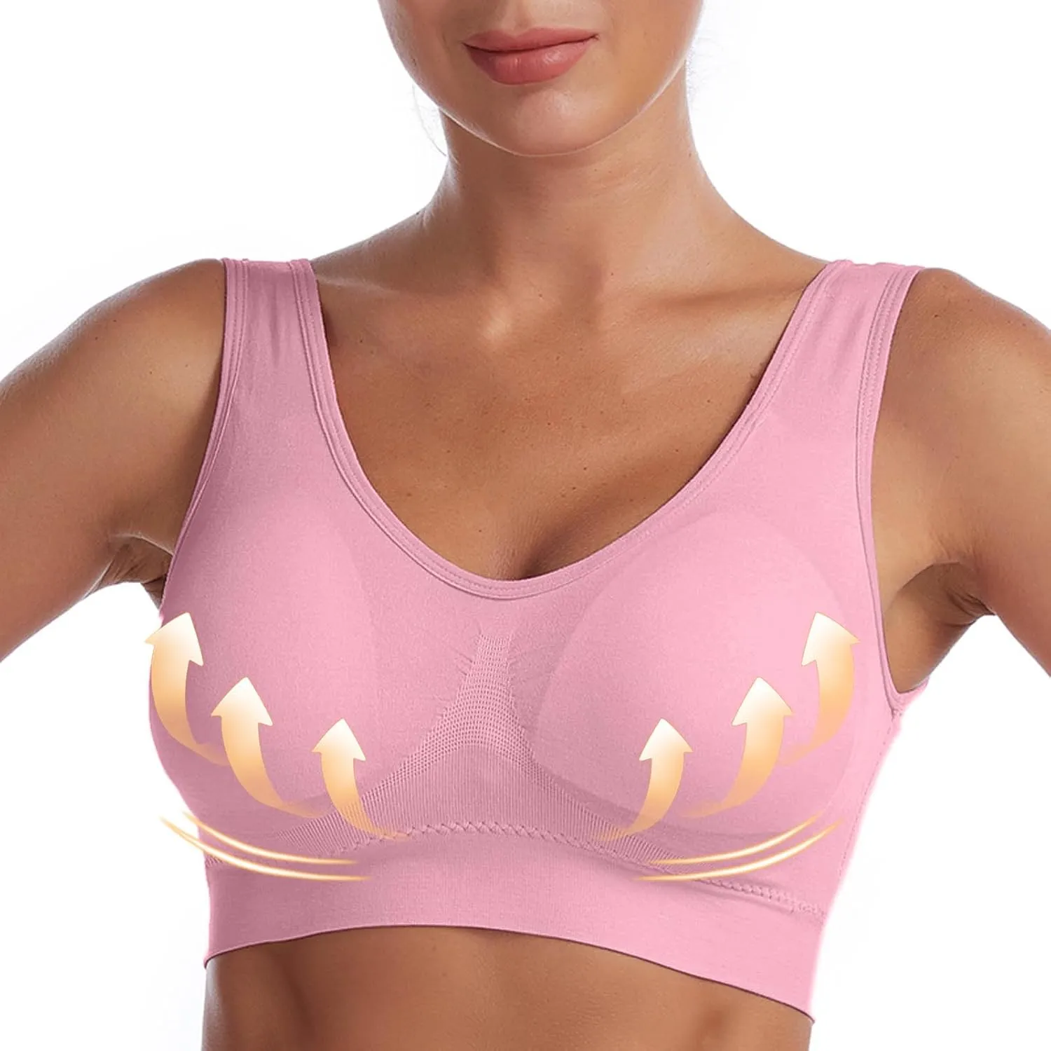 3 Pack Bras for Women No Underweire Tshirt Bra Plus Size Lightweight Workout Built-in Bra Tank Wirelesss Everyday Bra