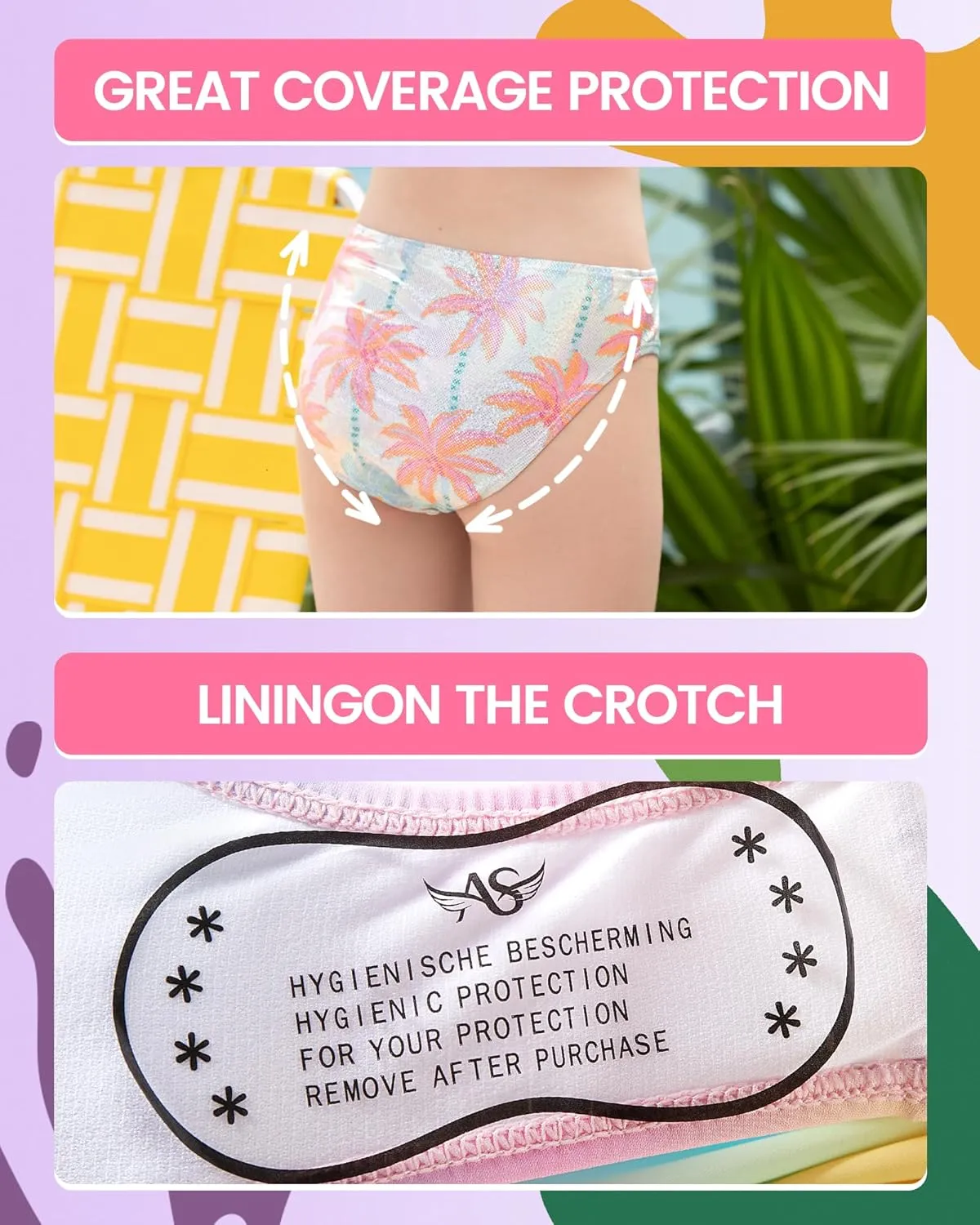 Angel season Girls Swimsuit Bikini Set Two Piece Tankini Bathing Suit Teens High Waisted Beach Swimwear Cute Size 7-14