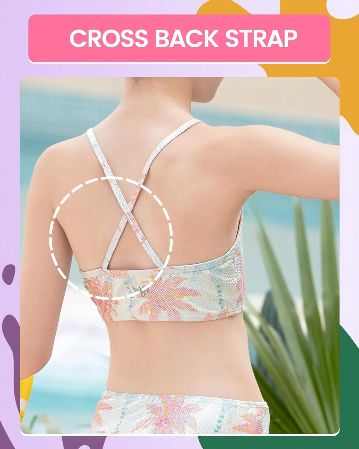 Angel season Girls Swimsuit Bikini Set Two Piece Tankini Bathing Suit Teens High Waisted Beach Swimwear Cute Size 7-14