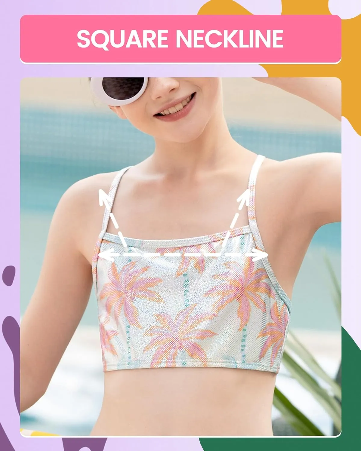 Angel season Girls Swimsuit Bikini Set Two Piece Tankini Bathing Suit Teens High Waisted Beach Swimwear Cute Size 7-14