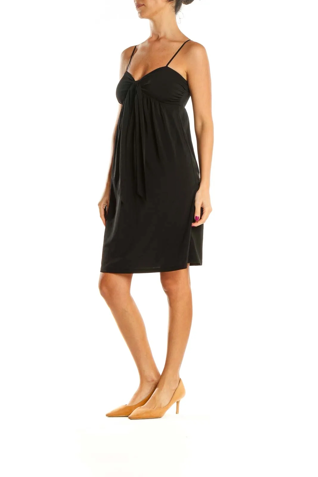 Black Solid Classic A-Line Dress
