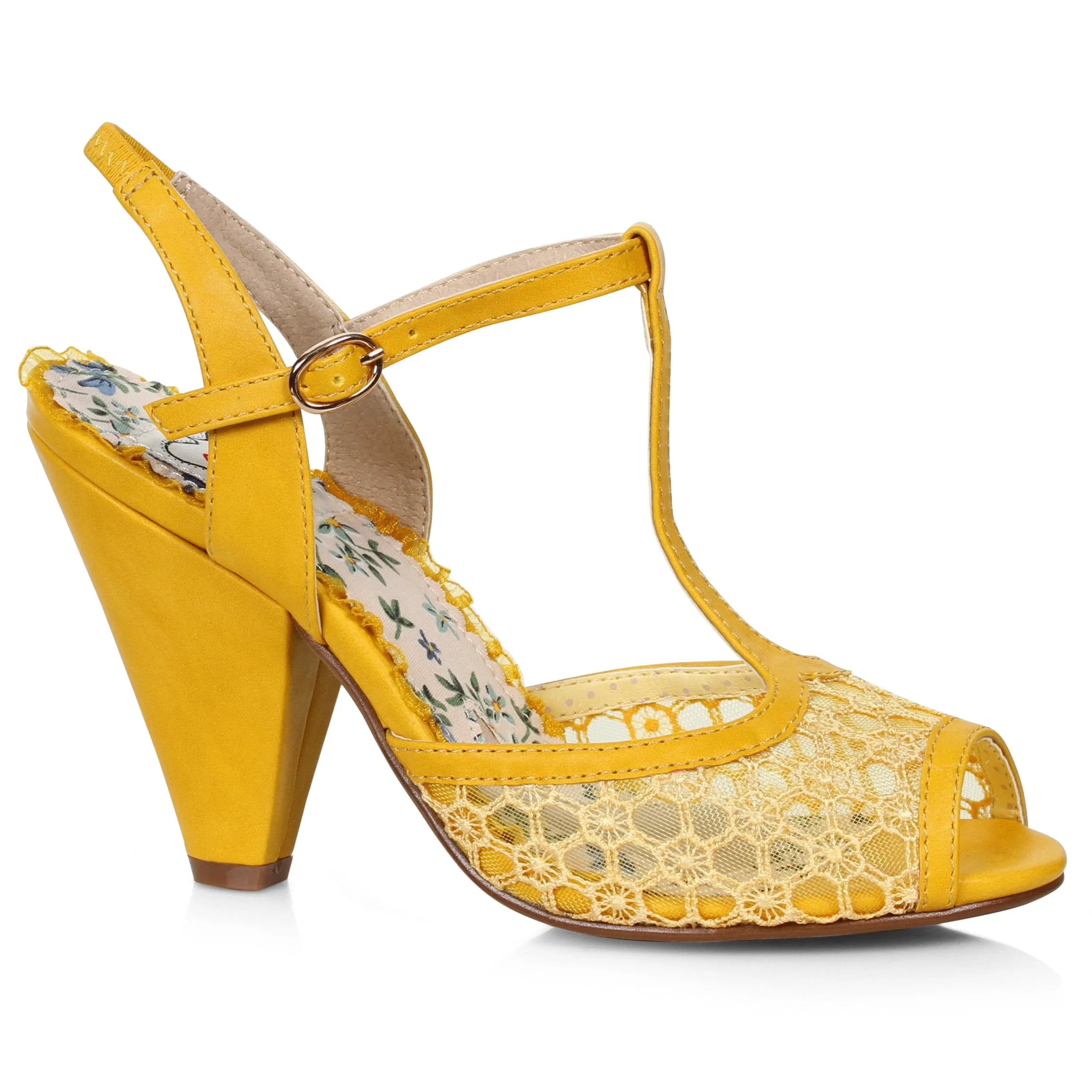 BP403-BROOKLYN 4" T-Strap Peep Toe Shoe With Lace