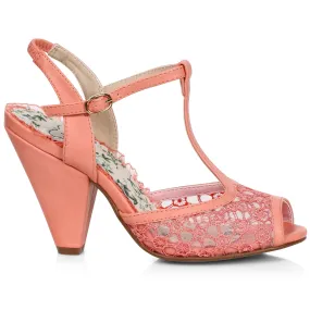 BP403-BROOKLYN 4" T-Strap Peep Toe Shoe With Lace