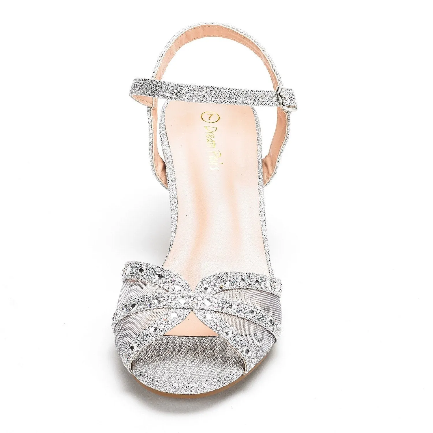 Dream Pairs Women's Sandals High Heels Desinger Rhinestone Buckle Strap Non-Slip