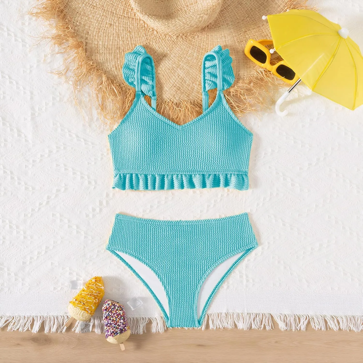 Girls Swimsuit, 2 Piece Bikini Bathing Swimwear 7-16Y