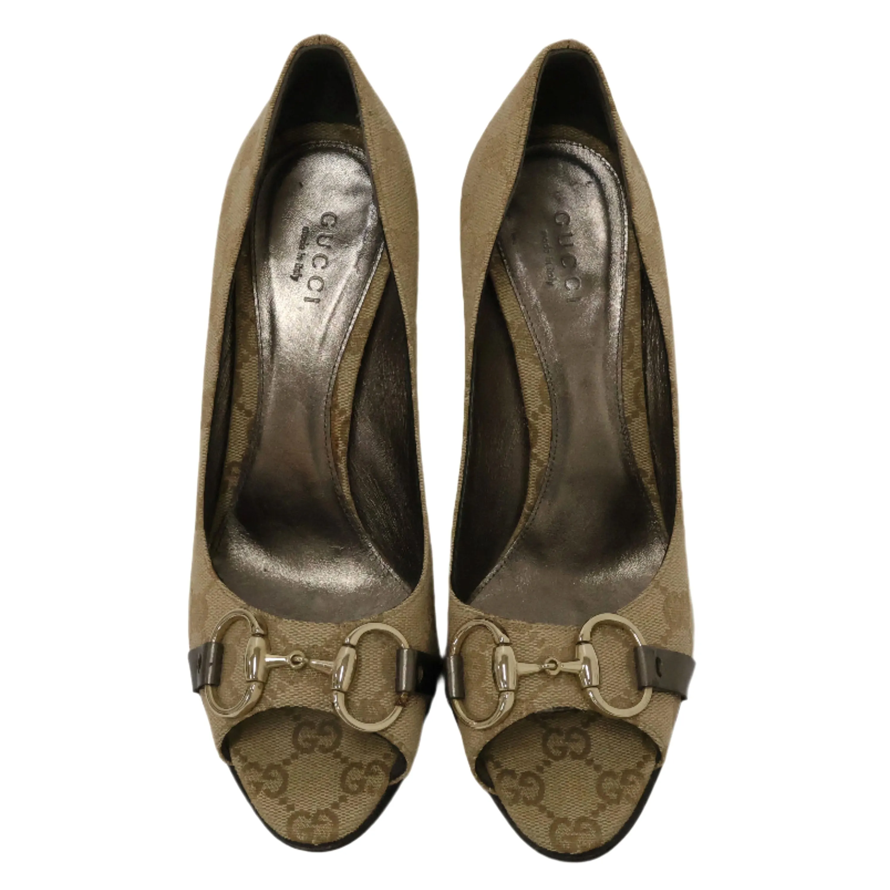 Gucci Horse Bit Peep Toe Heels 36.5