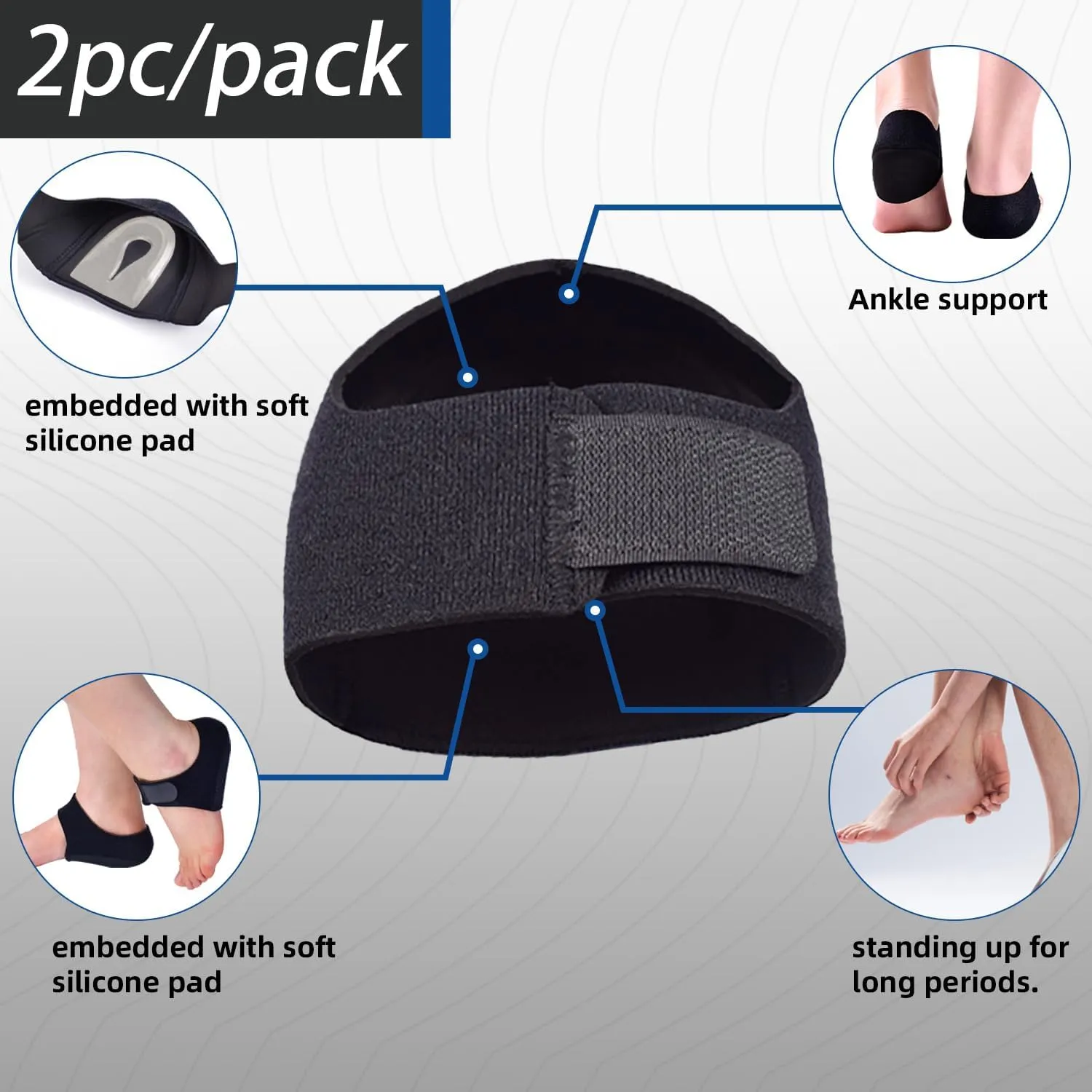 Heel Protectors HeelCups Gel Heel Cushion Support for Plantar Fasciitis, ankle brace Heel Pain, Achilles Tendinitis, Dry Cracked Heels, Men & Women (Beige, S)