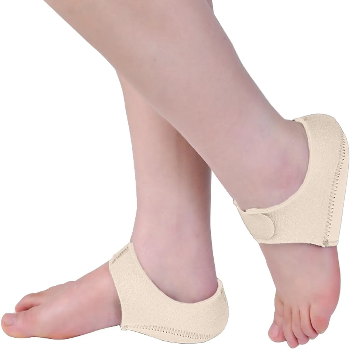 Heel Protectors HeelCups Gel Heel Cushion Support for Plantar Fasciitis, ankle brace Heel Pain, Achilles Tendinitis, Dry Cracked Heels, Men & Women (Beige, S)