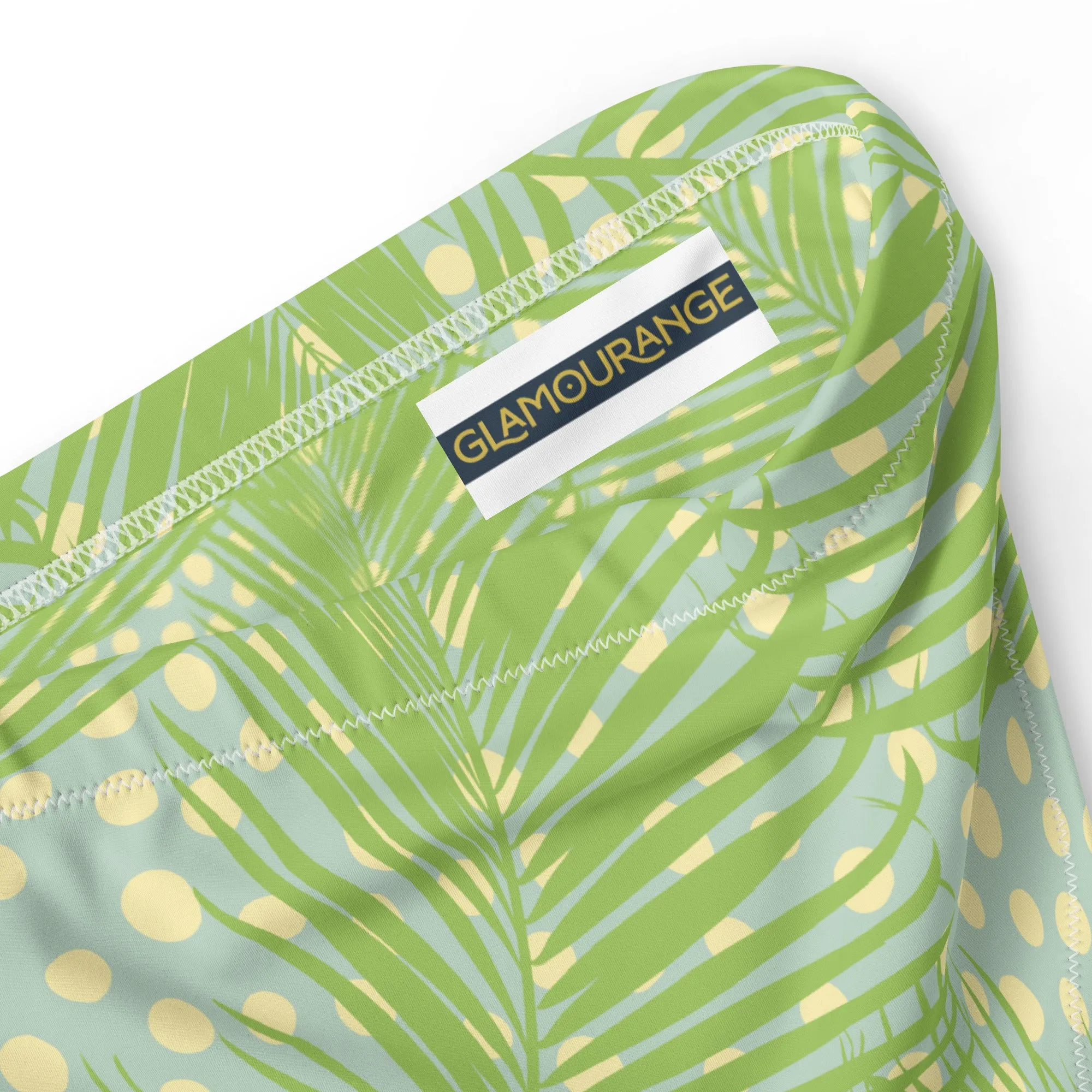 High Waisted Bikini Bottom - Abstract Leaves (Glamourange Cheeky High Waisted Bikini Bottom With Graphics)