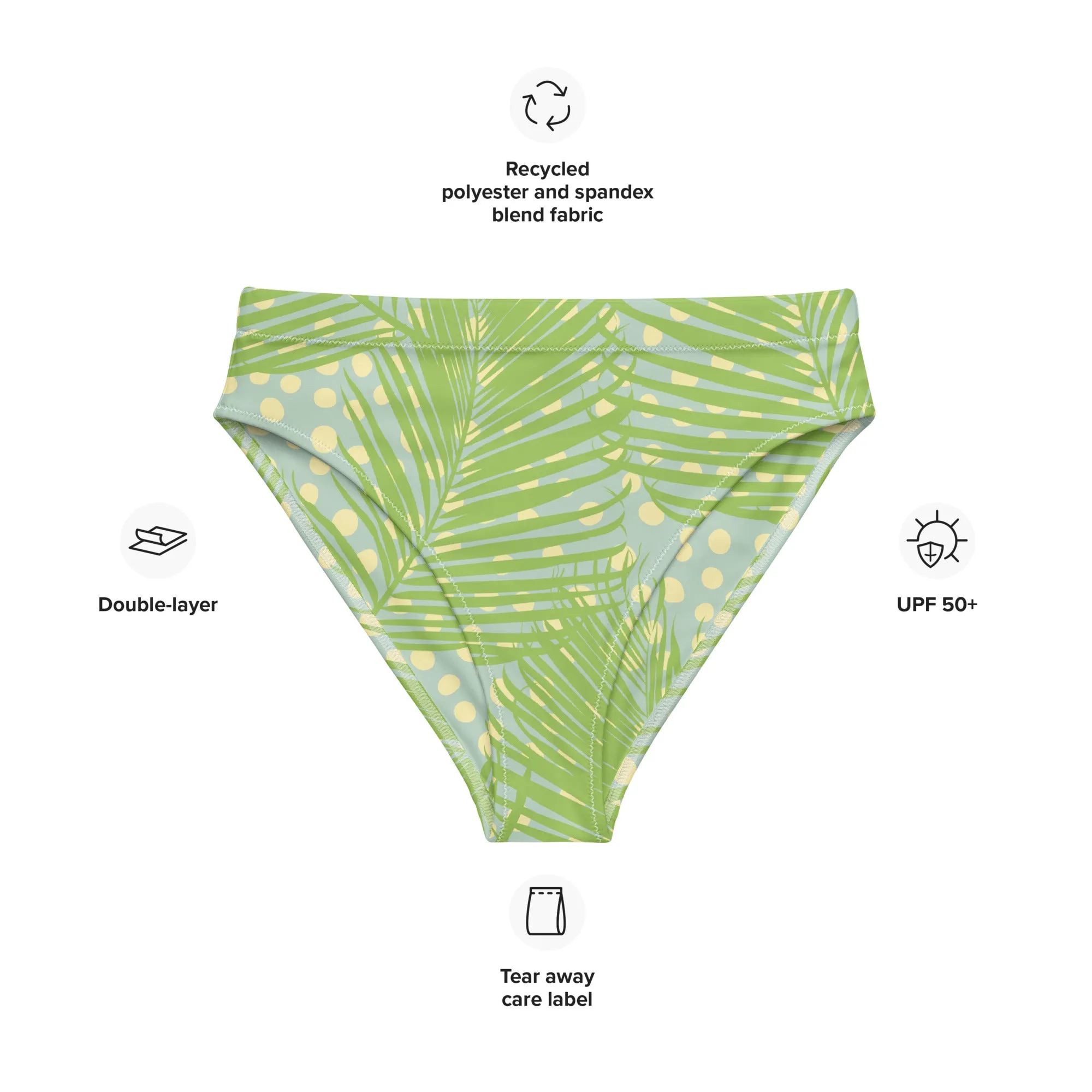 High Waisted Bikini Bottom - Abstract Leaves (Glamourange Cheeky High Waisted Bikini Bottom With Graphics)