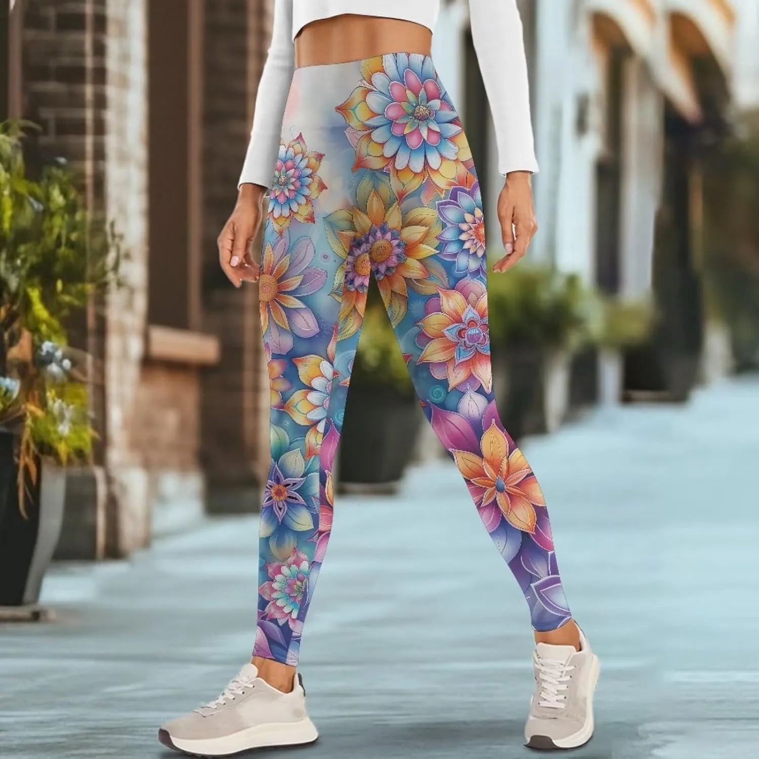 JEOCODY Leggings for Women with Pockets Casual High Waist Tummy Control Pants Soft Slimming Yoga Pants