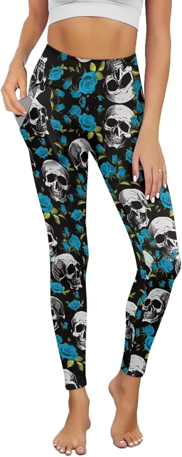 JEOCODY Leggings for Women with Pockets Casual High Waist Tummy Control Pants Soft Slimming Yoga Pants