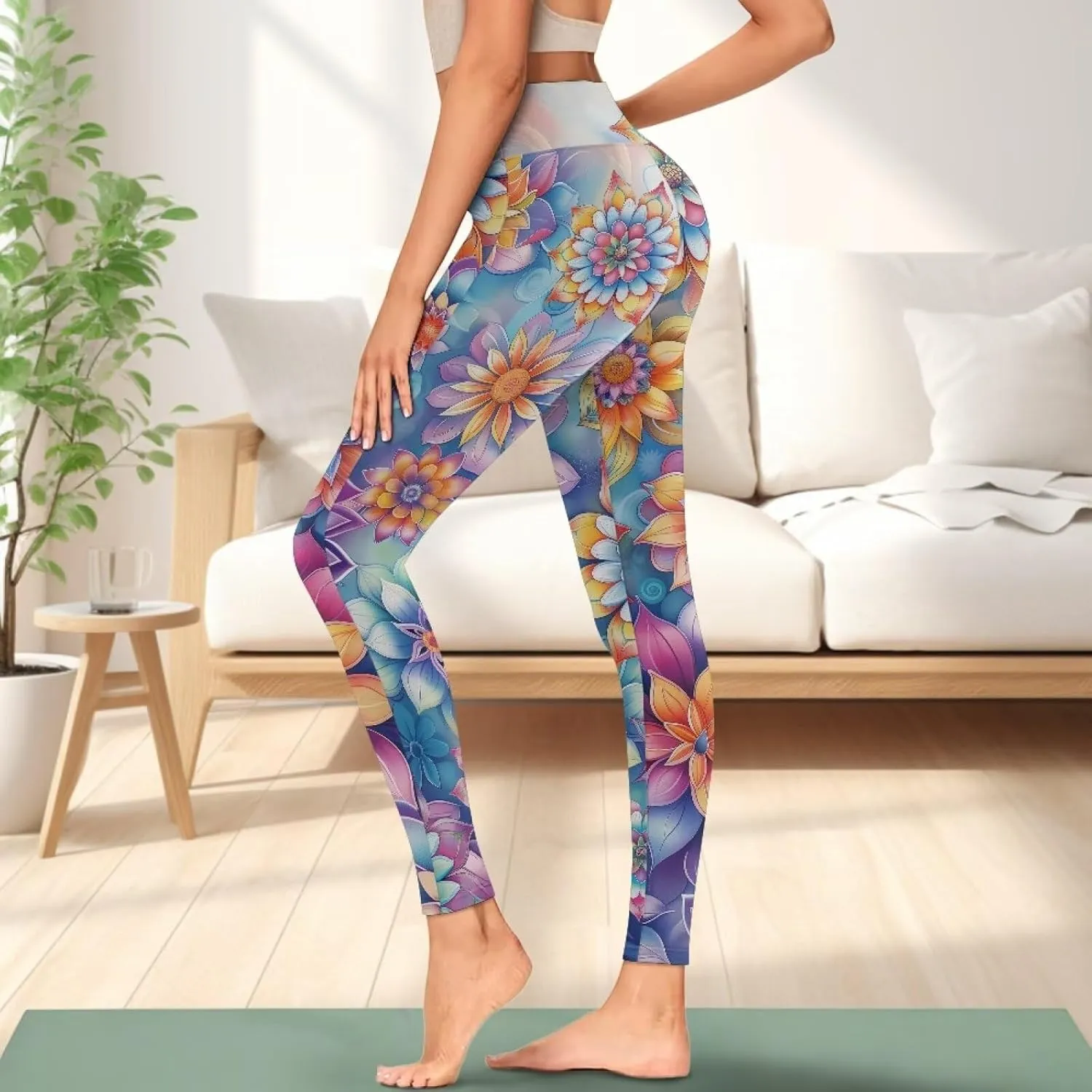 JEOCODY Leggings for Women with Pockets Casual High Waist Tummy Control Pants Soft Slimming Yoga Pants