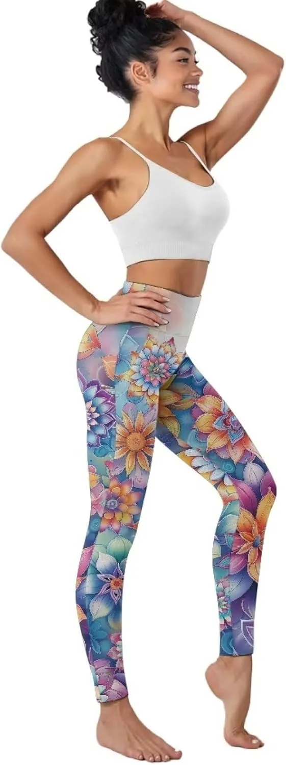 JEOCODY Leggings for Women with Pockets Casual High Waist Tummy Control Pants Soft Slimming Yoga Pants