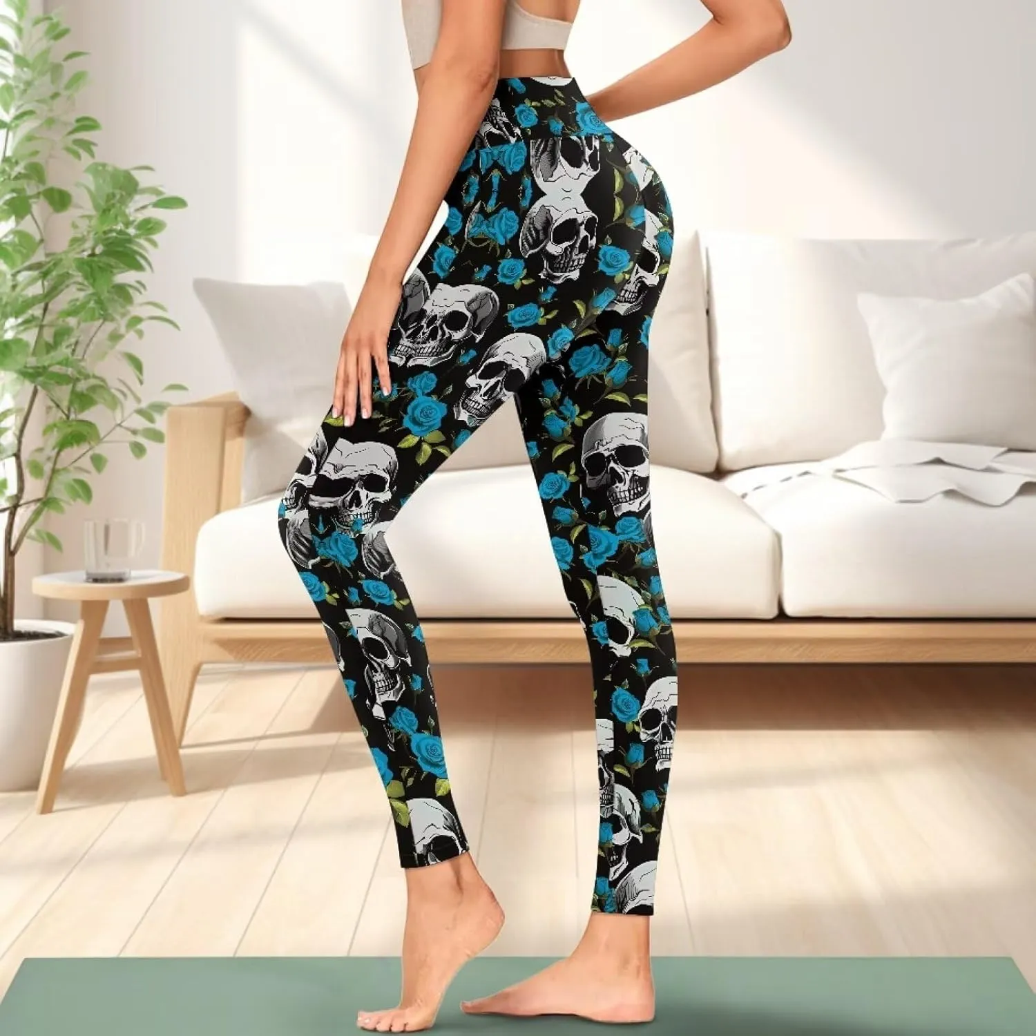 JEOCODY Leggings for Women with Pockets Casual High Waist Tummy Control Pants Soft Slimming Yoga Pants