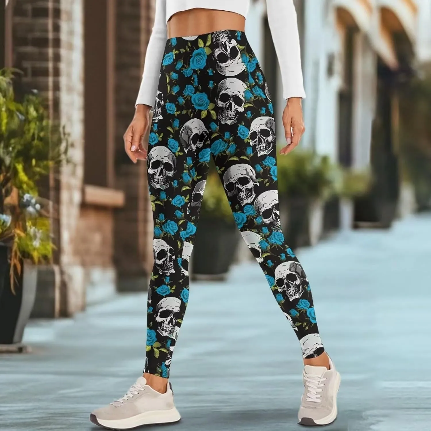 JEOCODY Leggings for Women with Pockets Casual High Waist Tummy Control Pants Soft Slimming Yoga Pants
