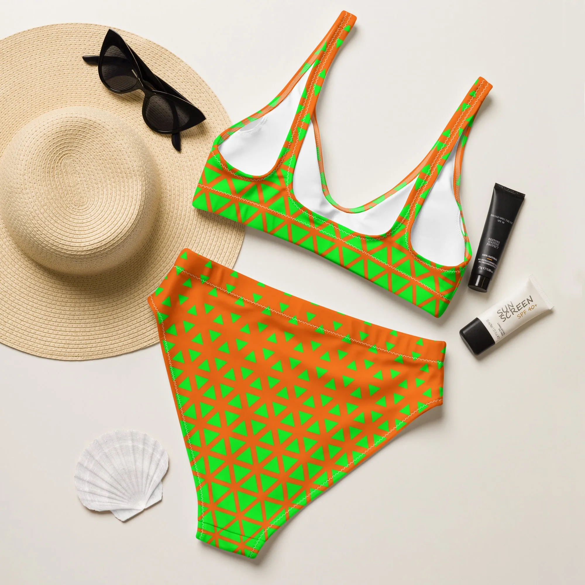 Lemon and Lime - Recycled high-waisted bikini