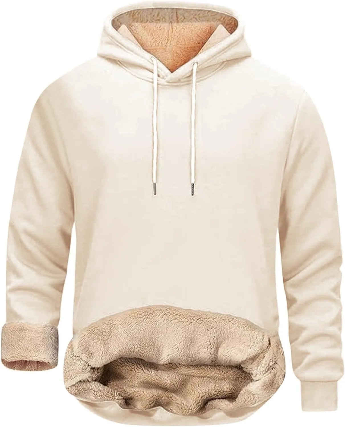 Mens Fleece Sherpa Lined Tracksuit 2 Piece Warm Hoodie Sweatshirts Sweatpants Suit Set Casual Trendy Winter Pullover