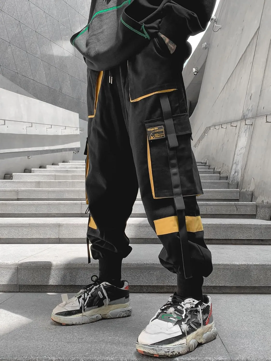 Men's Jogger Pants Techwear Hip Hop Harem Pants Streetwear Tactical Track Pants with Drawstring