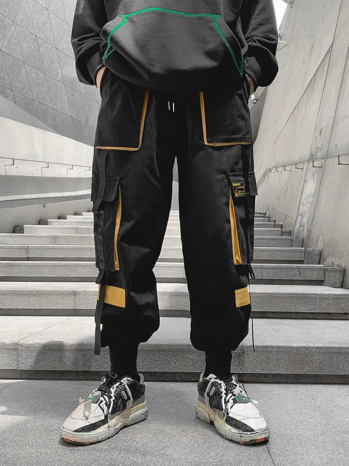 Men's Jogger Pants Techwear Hip Hop Harem Pants Streetwear Tactical Track Pants with Drawstring