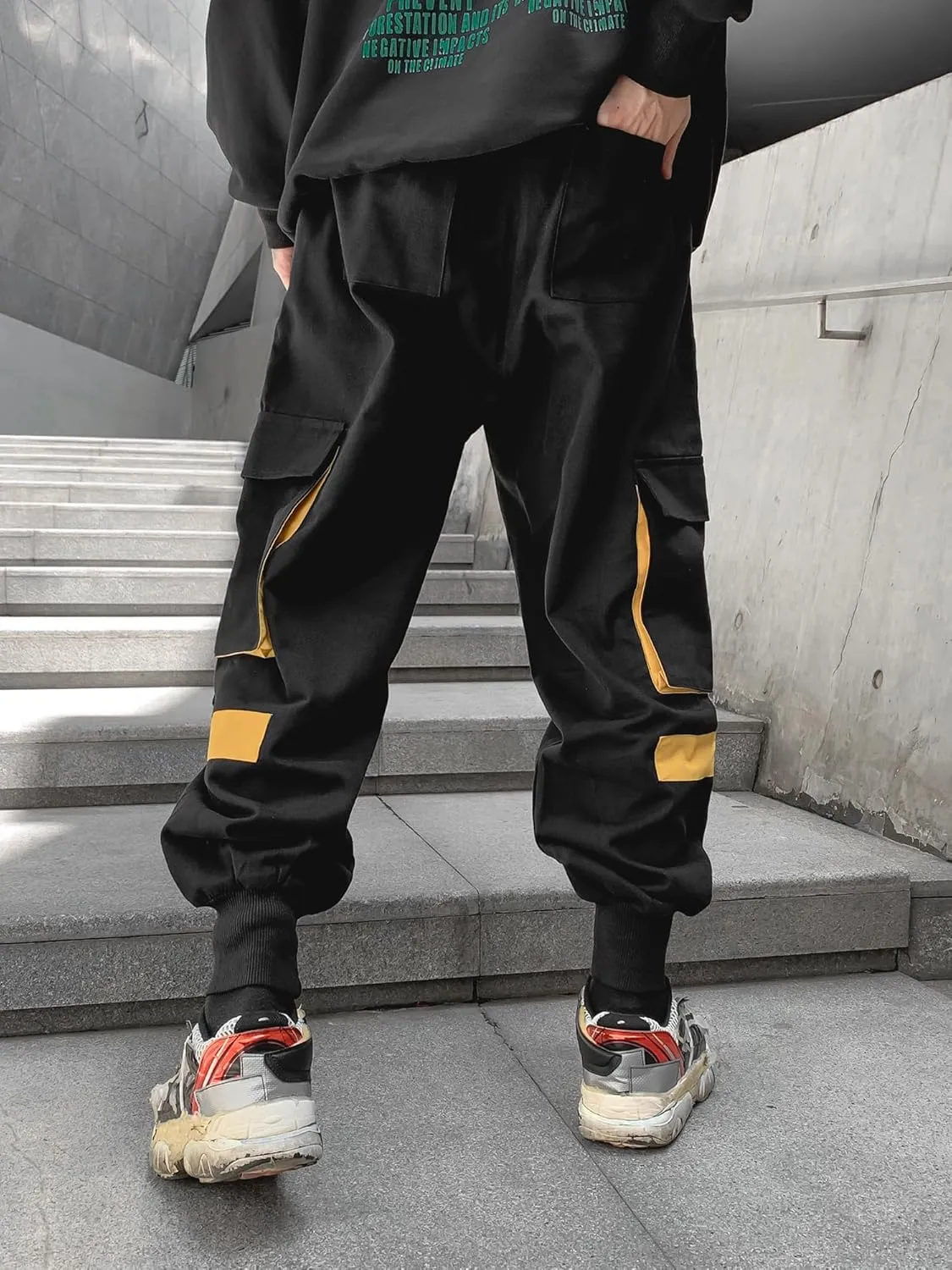 Men's Jogger Pants Techwear Hip Hop Harem Pants Streetwear Tactical Track Pants with Drawstring