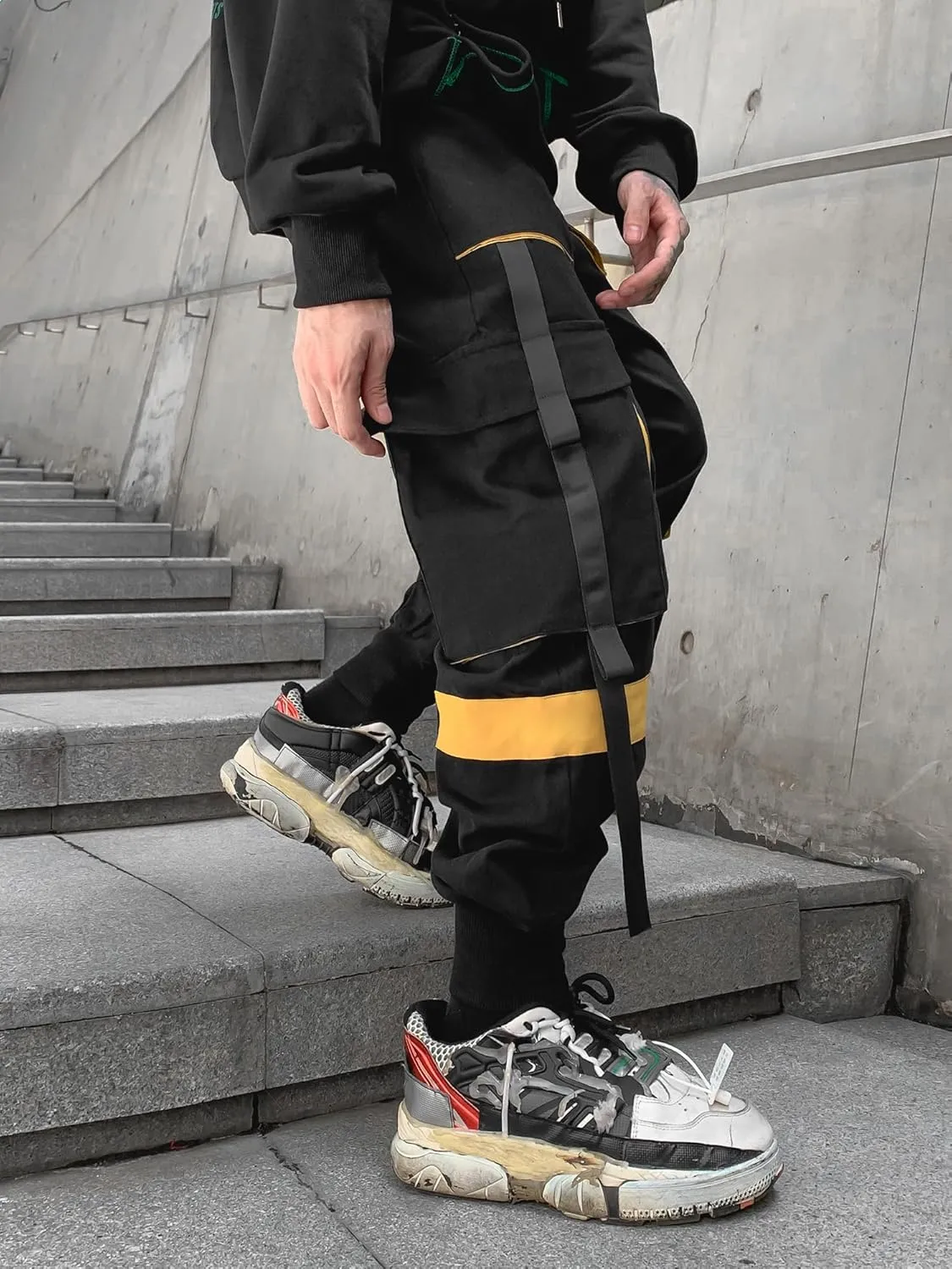 Men's Jogger Pants Techwear Hip Hop Harem Pants Streetwear Tactical Track Pants with Drawstring