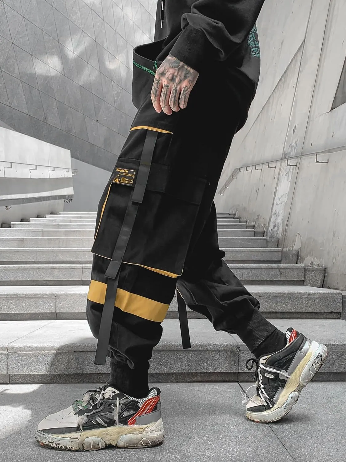 Men's Jogger Pants Techwear Hip Hop Harem Pants Streetwear Tactical Track Pants with Drawstring