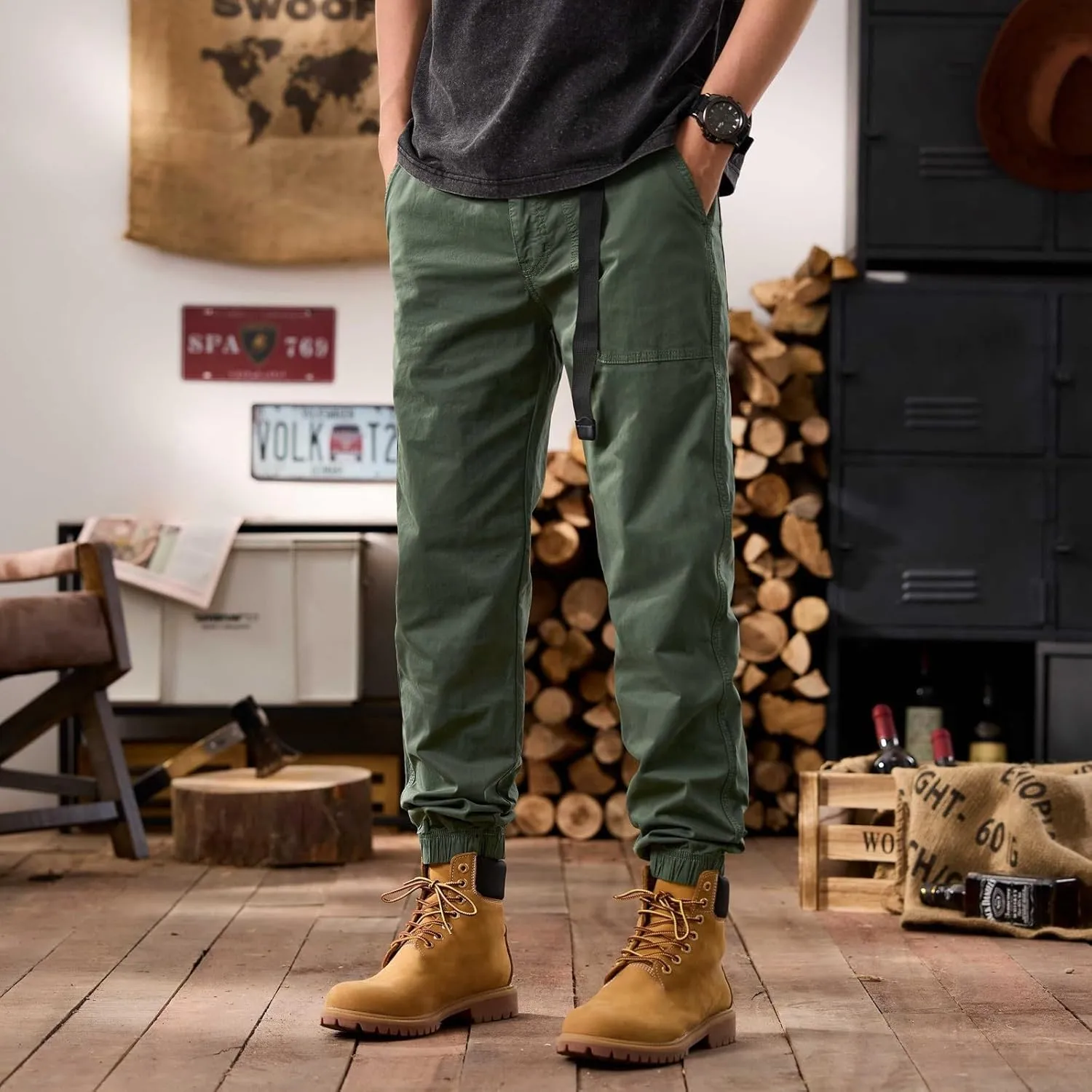 Men's Tactical Cargo Pants Hiking Joggers Running Workout Gym Track Pants Summer Lightweight Trousers