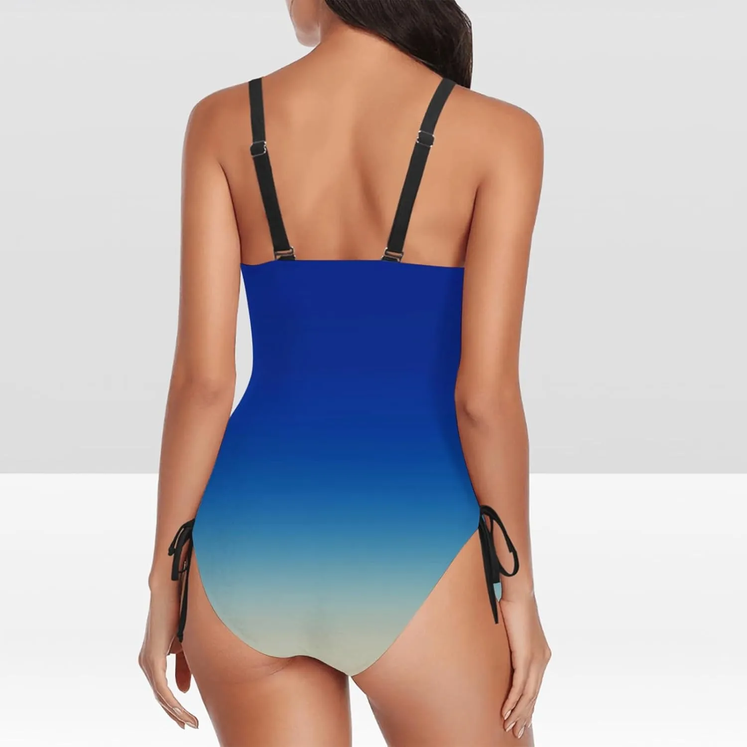 NATHGAM One Piece Swimsuit Women Square Neck Tummy Control Swimsuits Adjustable Strap Drawstring High Waisted Bathing Suit