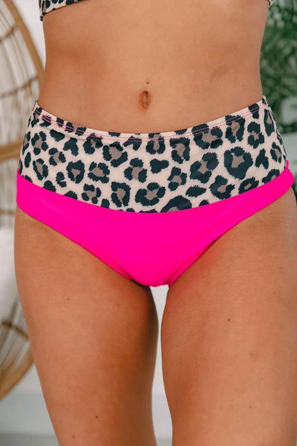 Pink Cheetah Print Two Piece Bandeau Bikini