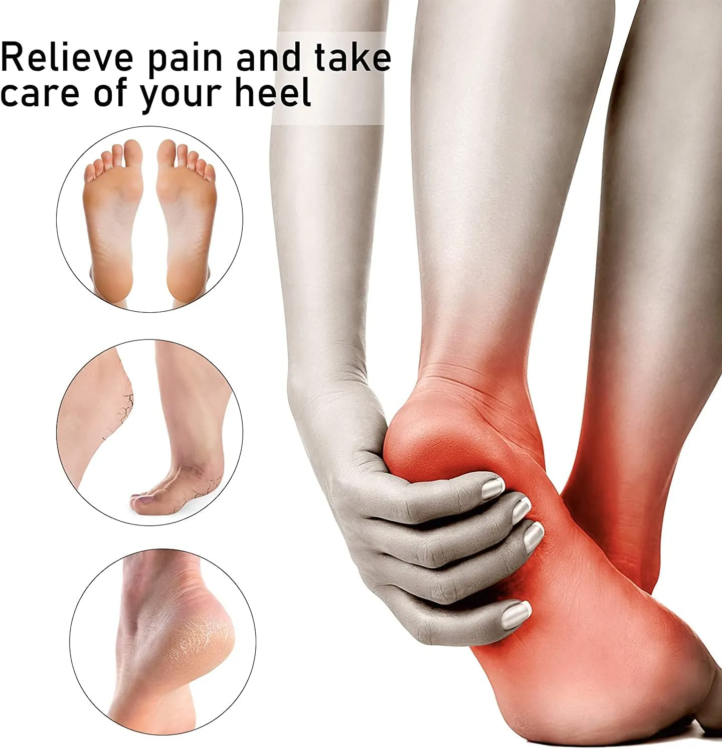 Plantar Fasciitis Heel Cups for Heel Pain 【Updated Version】 Heel Protectors, Sleeves Pads, Heel Support for Heel Pain, Heel Spur, Cracked Heels for Women and Men (Black, M 8.5-12 / W 10-13)