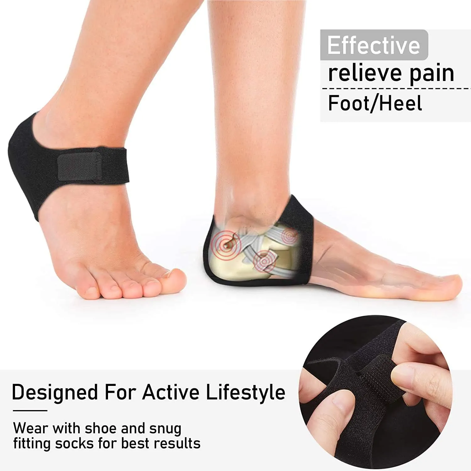 Plantar Fasciitis Heel Cups for Heel Pain 【Updated Version】 Heel Protectors, Sleeves Pads, Heel Support for Heel Pain, Heel Spur, Cracked Heels for Women and Men (Black, M 8.5-12 / W 10-13)