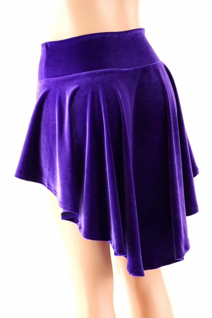 Purple Velvet Hi-Lo Mini Skirt