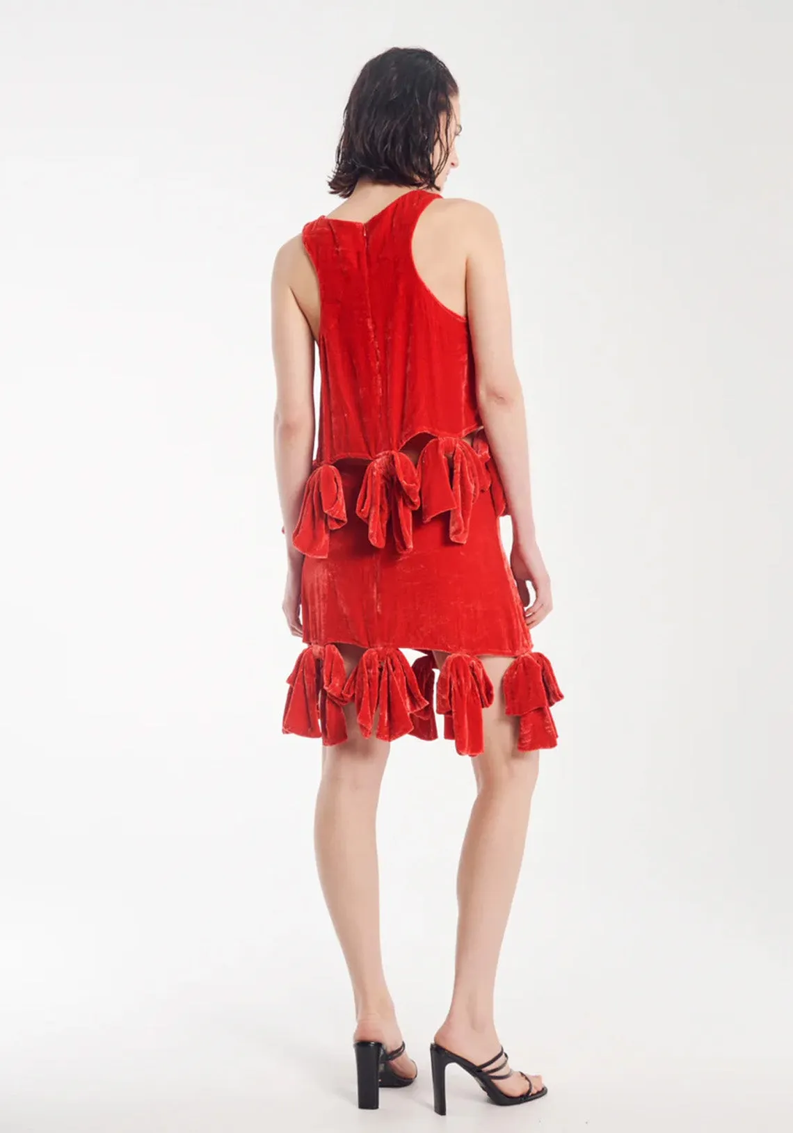 RED VELVET BOW MINI SKIRT