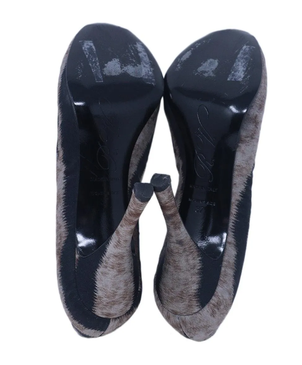 Roger Vivier Black & Beige Print Heels sz 7