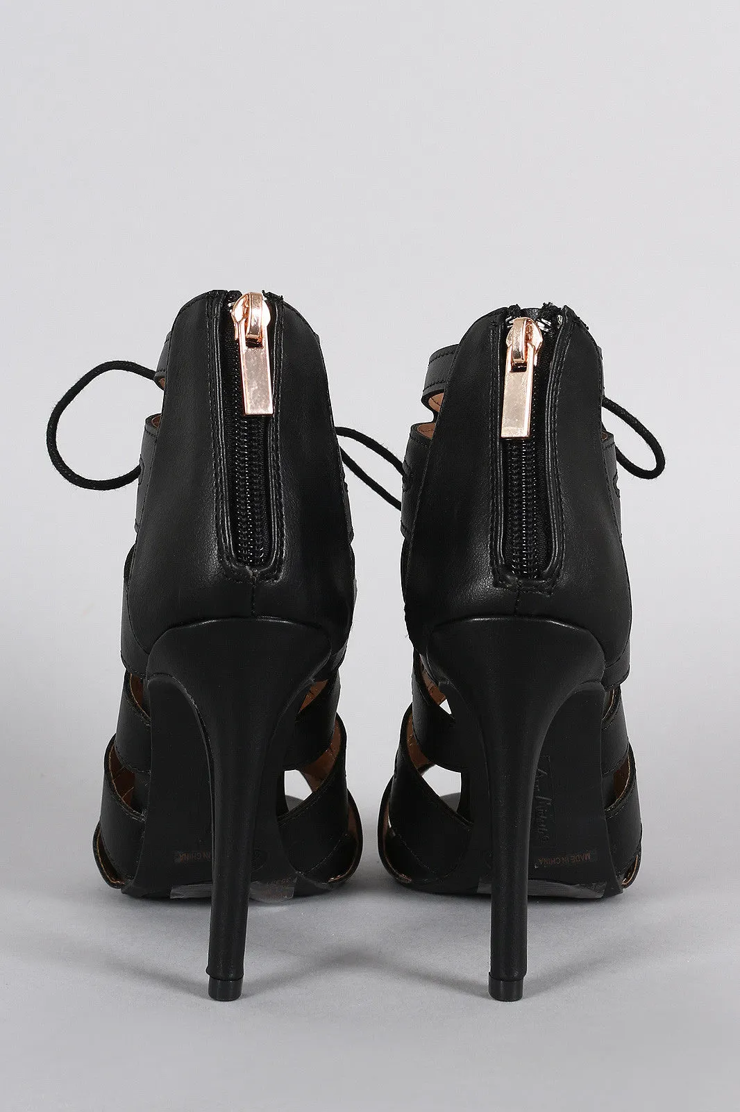 Strappy Lace Up Peep Toe Stiletto Heel