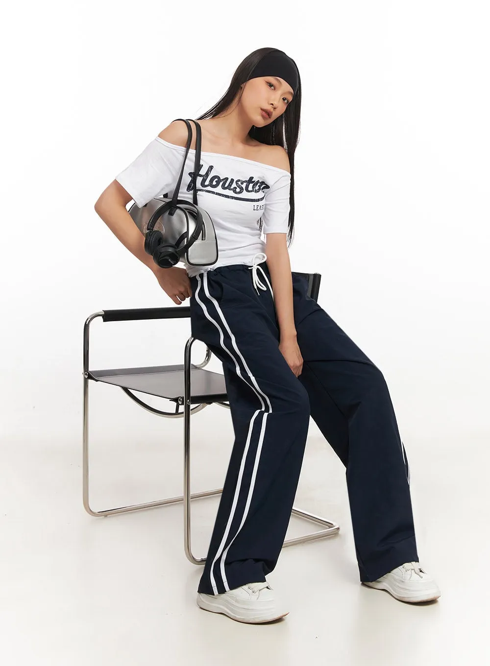 Striped Nylon Track Pants IA507