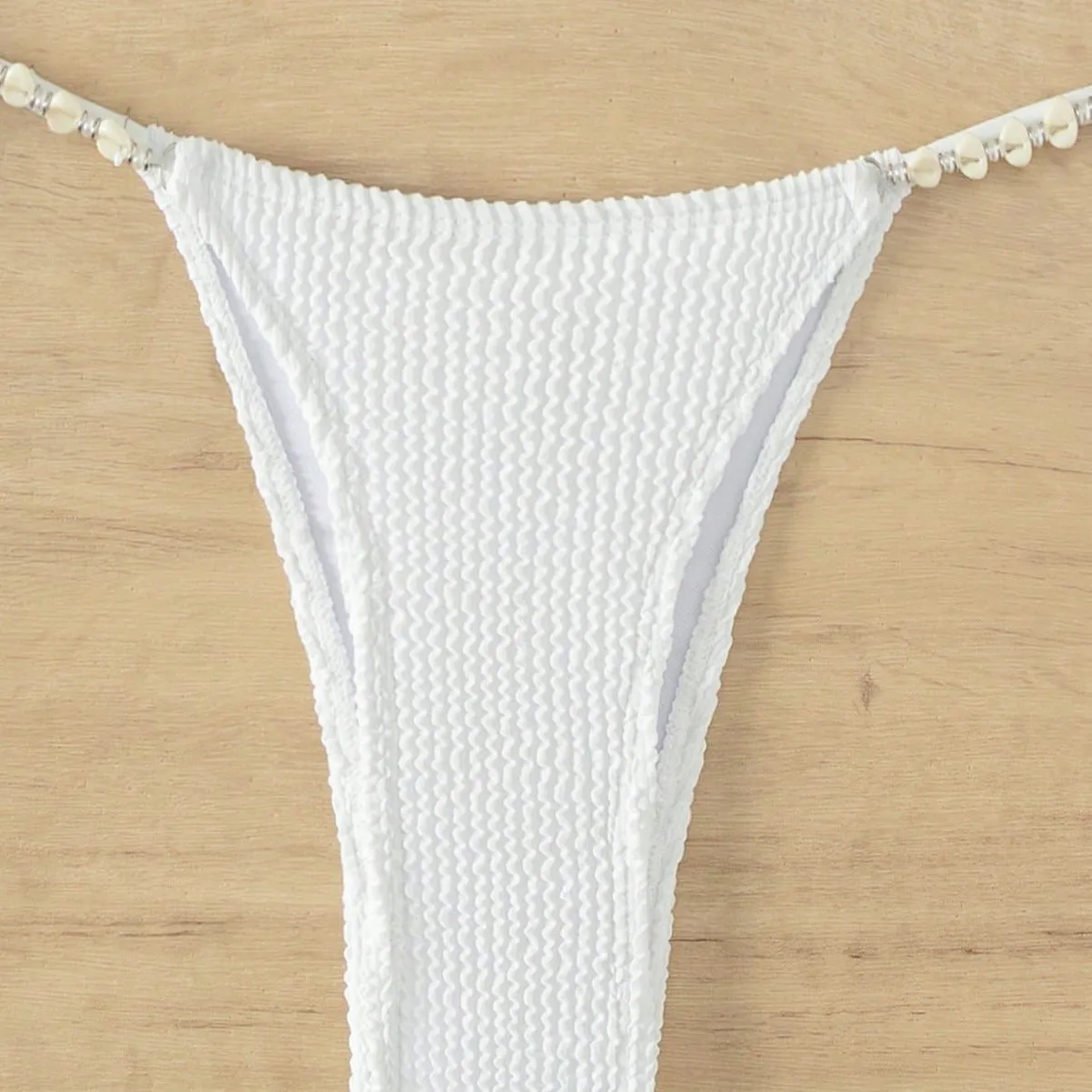 Swimwear Solid Color Shell Bikini Lace Up Sexy Bikini Women Fresh Split Swimsuit