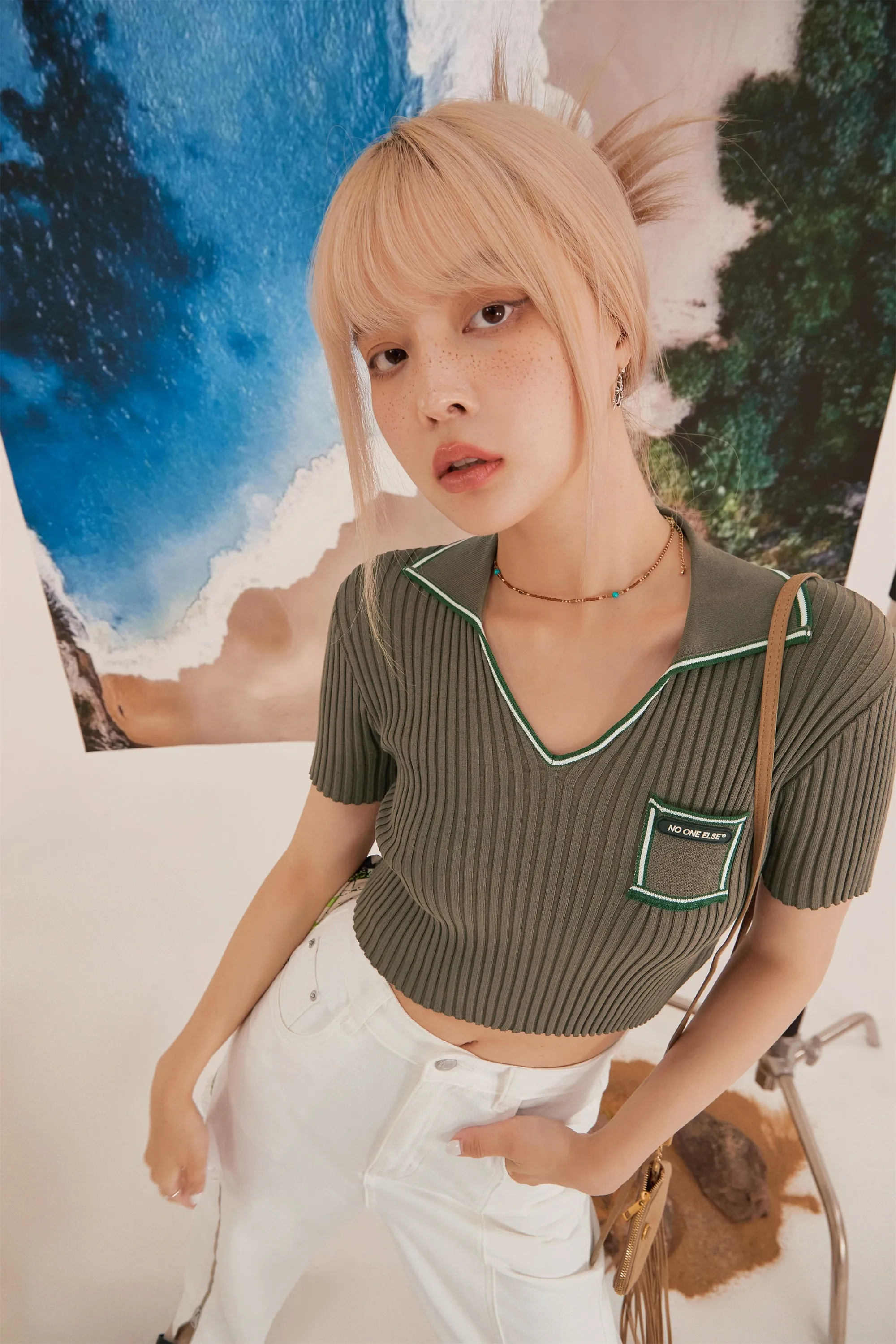 V-Neck Pocket Knit Top
