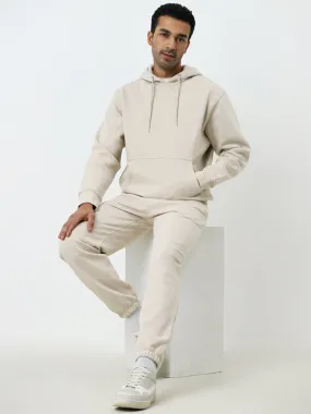 WES Casuals Beige Relaxed-Fit Mid-Rise Track Pants
