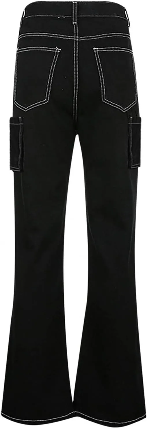 Women's Fashion Baggy Jeans High Waist Denim Pants Straight Wide Leg Y2K E-Girls Trousers Streetwear Boyfriend Jeans