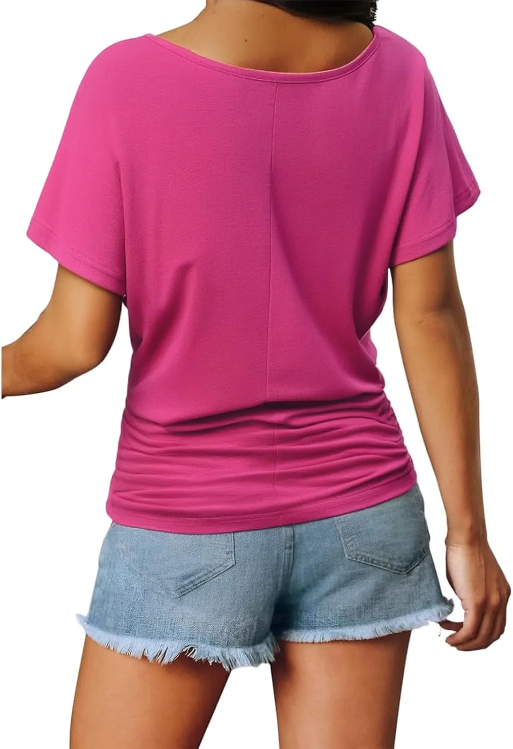 Womens Summer Tops Casual V Neck Short Sleeve T-Shirts Loose Fit Solid Color Tunic Pullover Tops Basic Tee Shirts