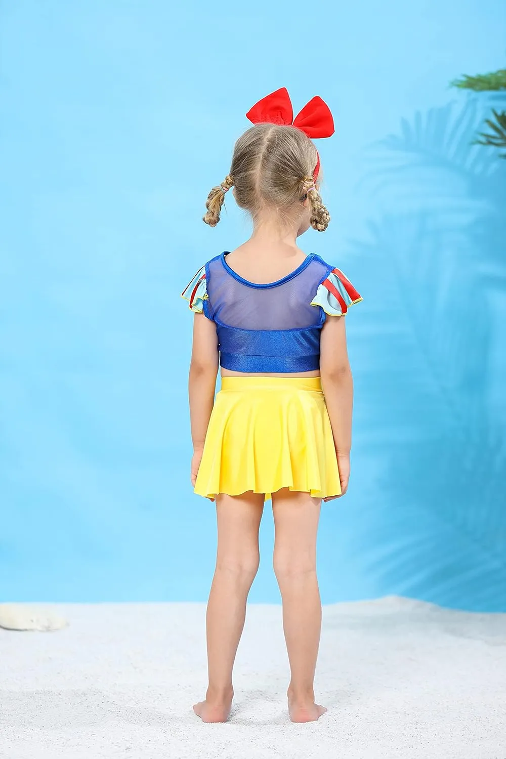WonderBabe Girls Princess Two Piece Swimsuit Kids Bathing Suits Ruffles Fancy Swimwear Surf Beach Summer Swimming Tankini Set