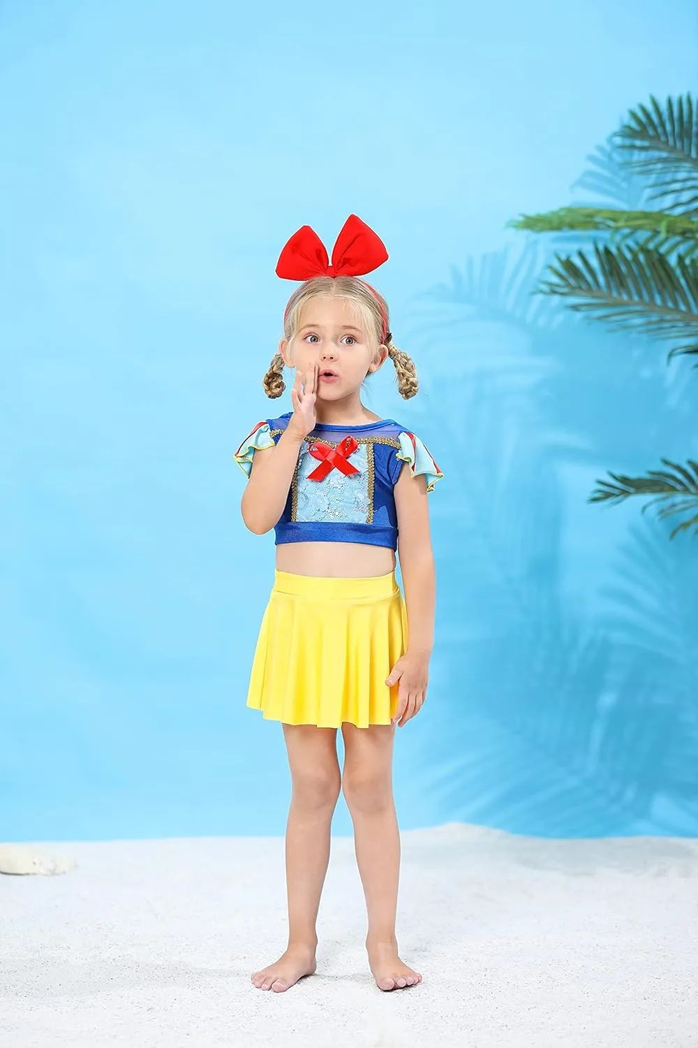 WonderBabe Girls Princess Two Piece Swimsuit Kids Bathing Suits Ruffles Fancy Swimwear Surf Beach Summer Swimming Tankini Set