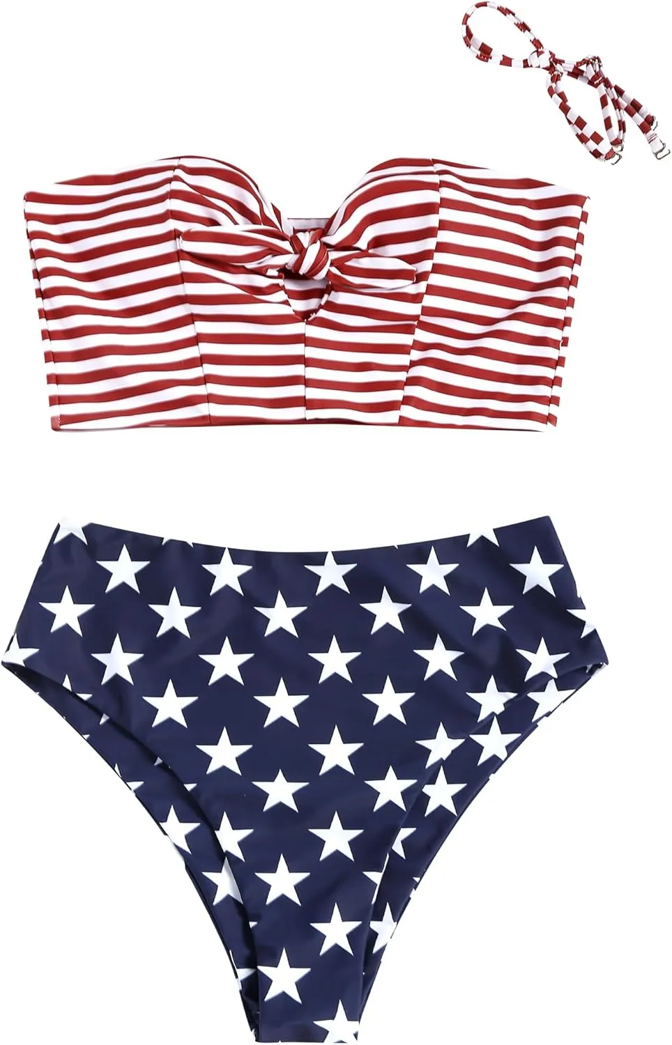 ZAFUL Women Ribbed Keyhole Tied High Waisted Bikini Spaghetti Straps Two Pieces Swimsuit Bathing Suit