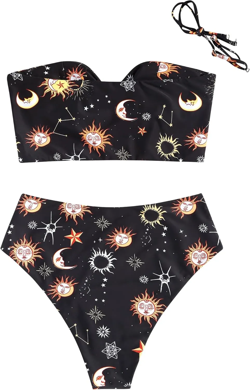 ZAFUL Women Ribbed Keyhole Tied High Waisted Bikini Spaghetti Straps Two Pieces Swimsuit Bathing Suit